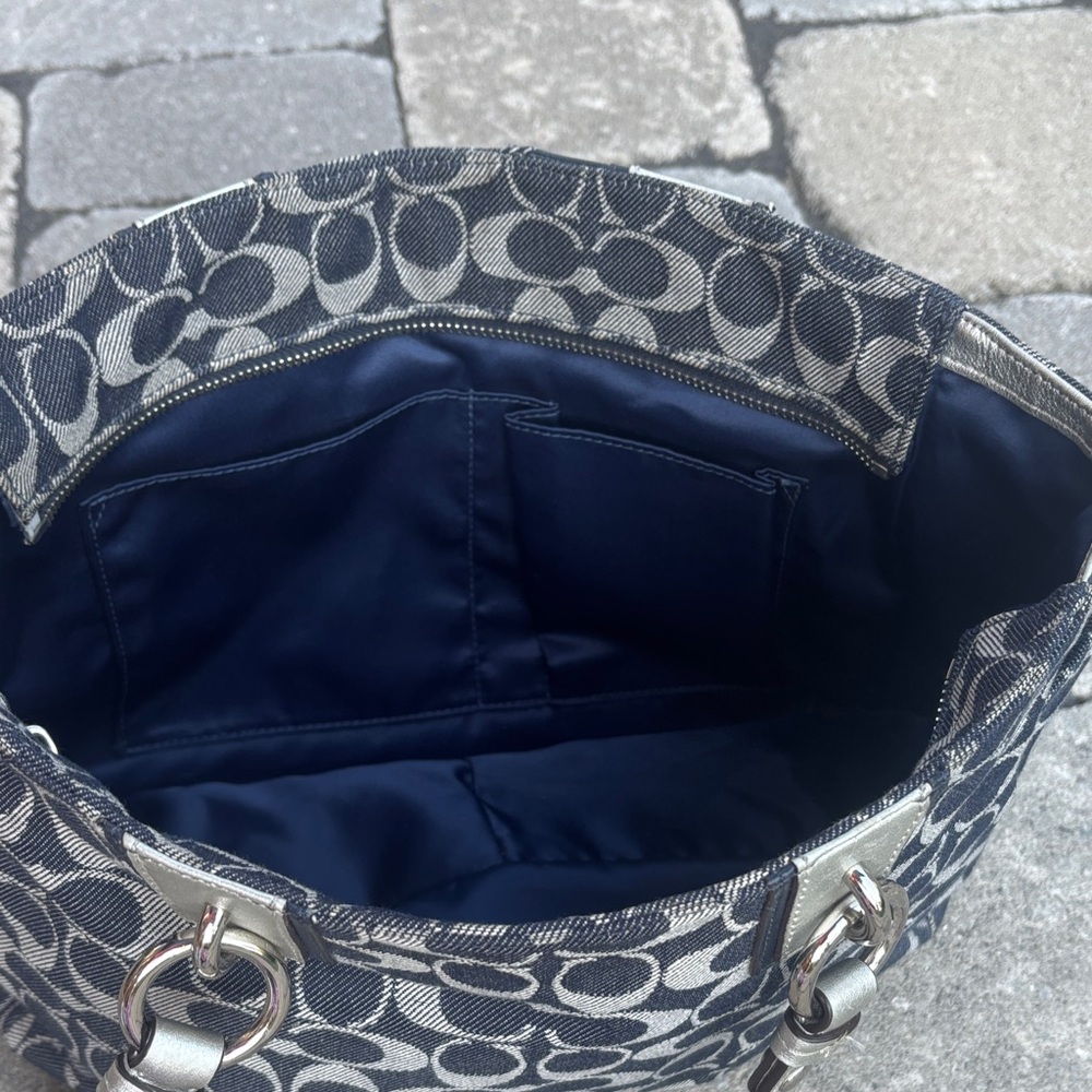 COACH SIGNATURE INDIGO TOTE BAG #17182 - Picture 10 of 11